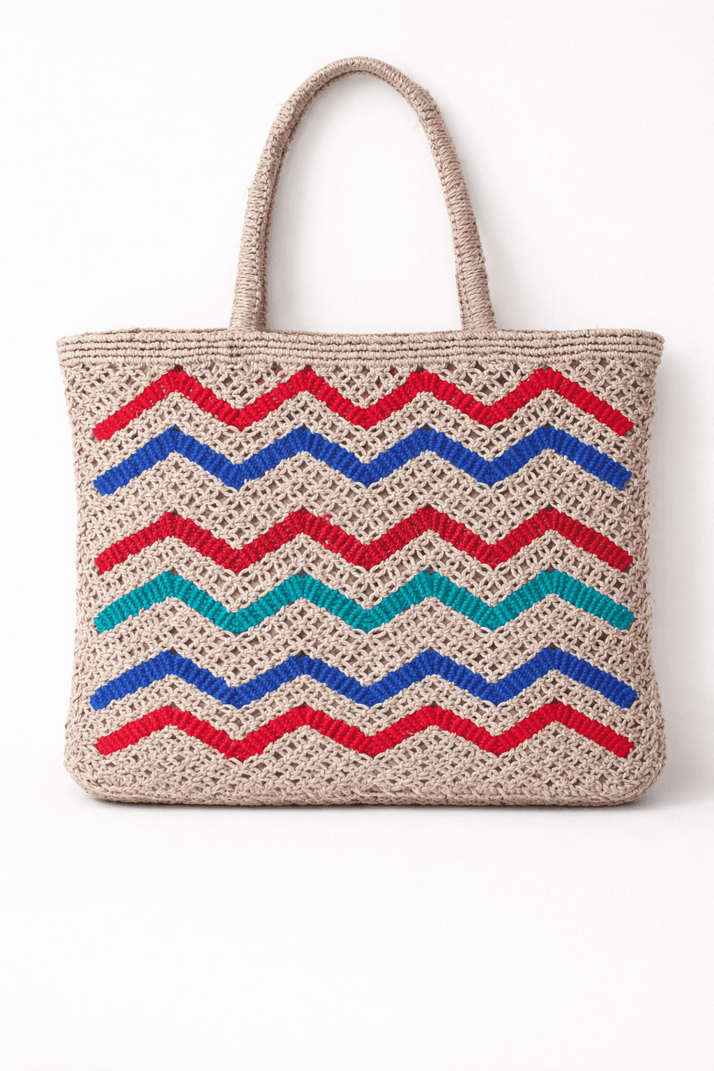 Rainbow Zigzag Macrame Carryall