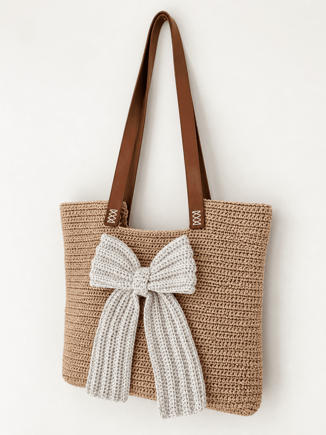 Elegant Bow Crochet Satchel