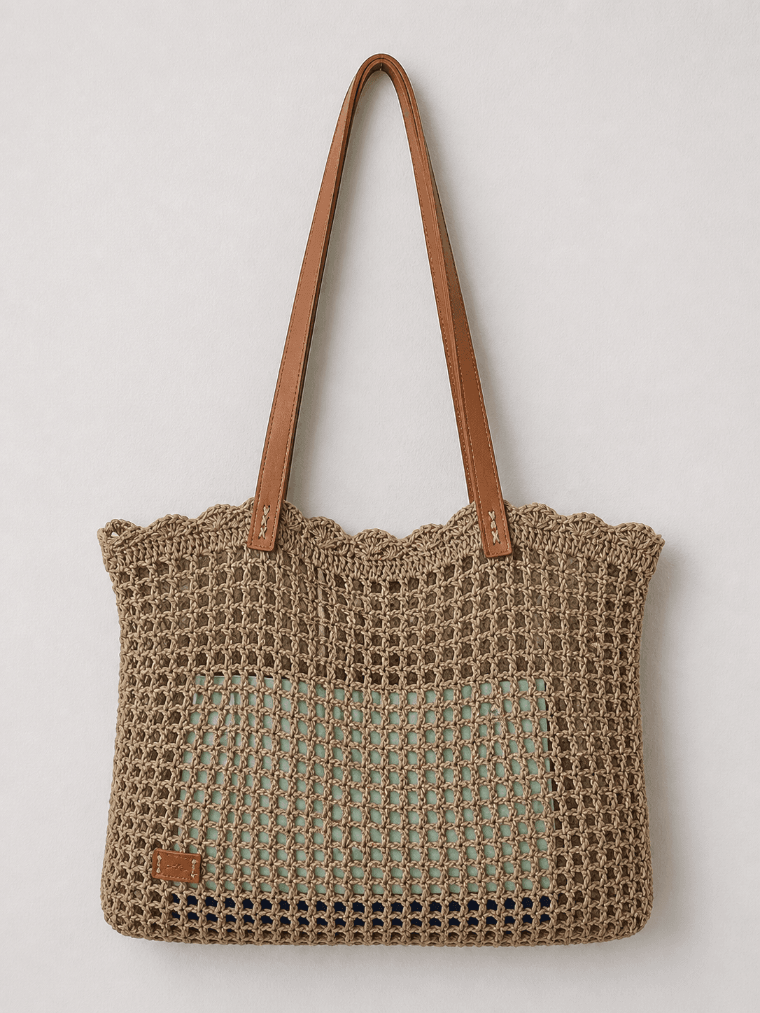 Open-Weave Scalloped Macrame Shopper