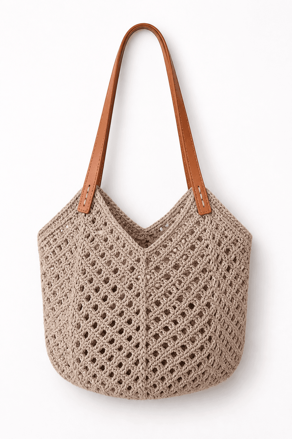 Modern V-Neck Macrame Satchel