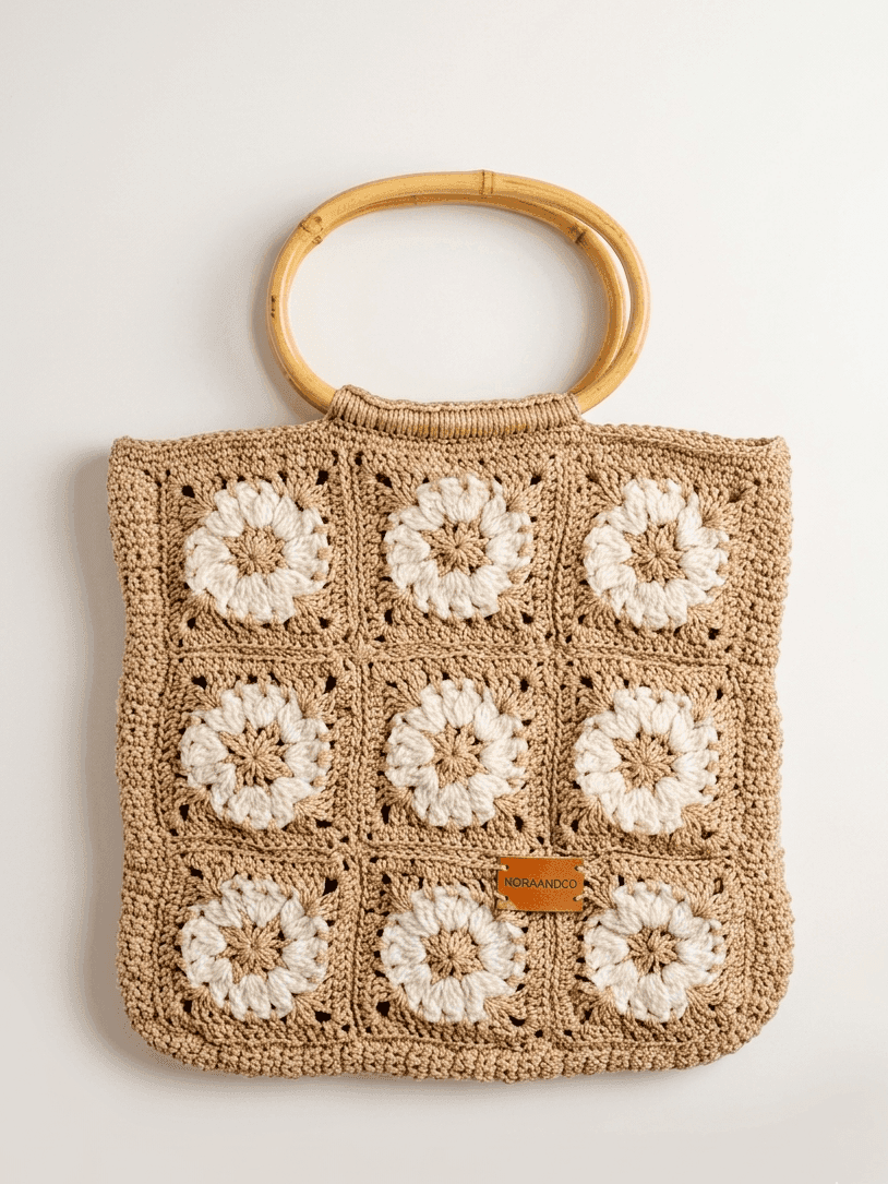 Daisy Field Crochet Ring Bag