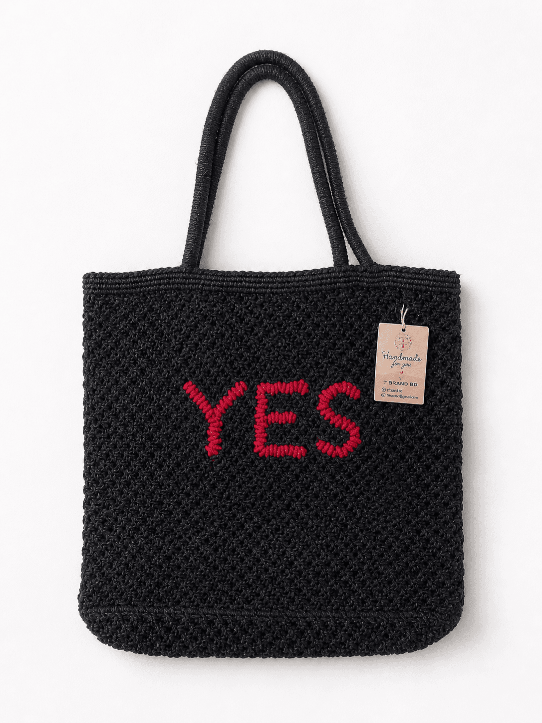 Empower 'Yes' Onyx Macrame Handbag