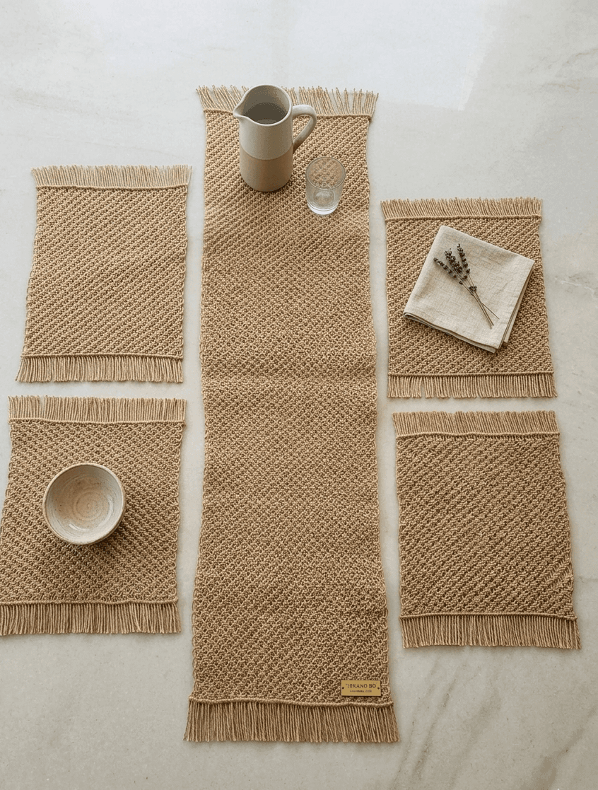 Fringed Jute Table Set